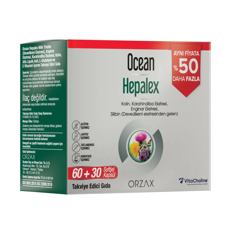 Orzax Ocean Hepalex 60+30 Softjel Kapsül