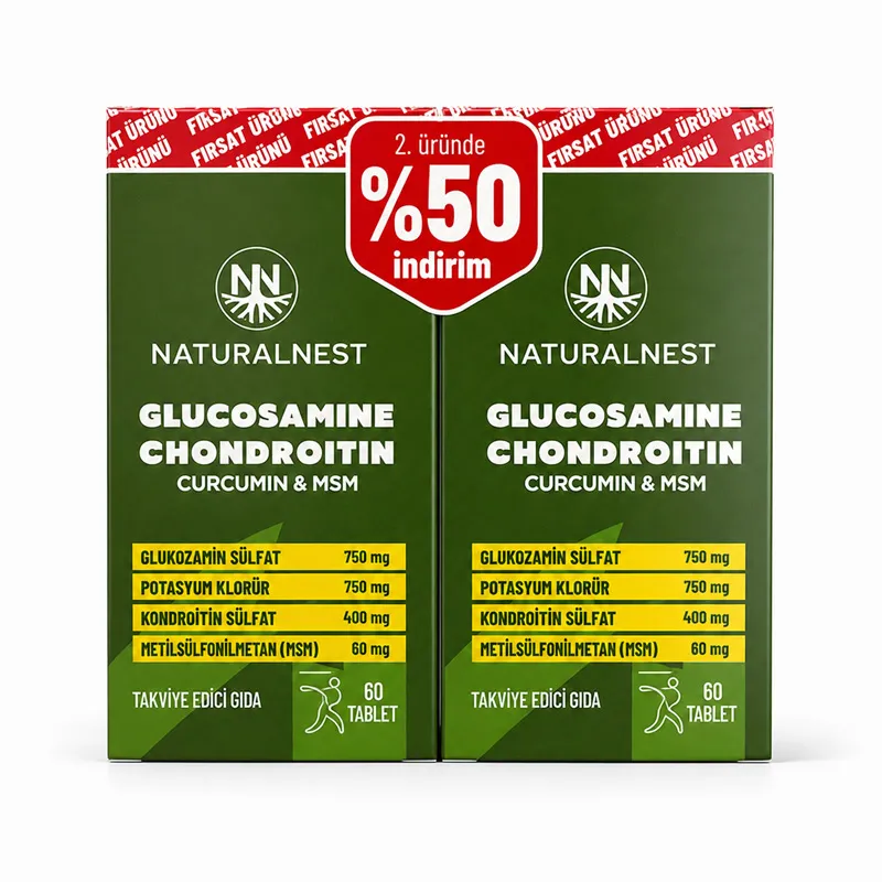 Naturalnest Glucosamine Chondroitin Takviye Edici Gıda 60 Tablet 2 li Paket