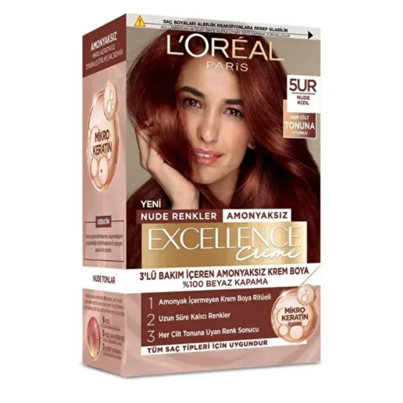 Loreal Paris Excellence Creme Nude Renkler Saç Boyası – 5UR Nude Kızıl