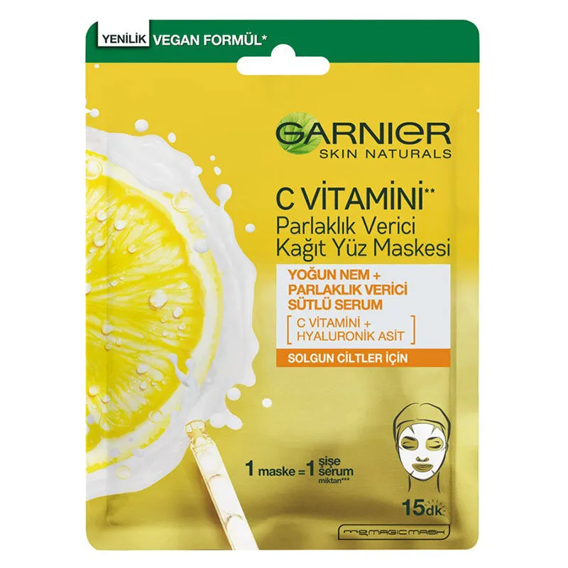 Garnier C Vitamini Parlaklık Verici Kağıt Yüz Maskesi 28 g