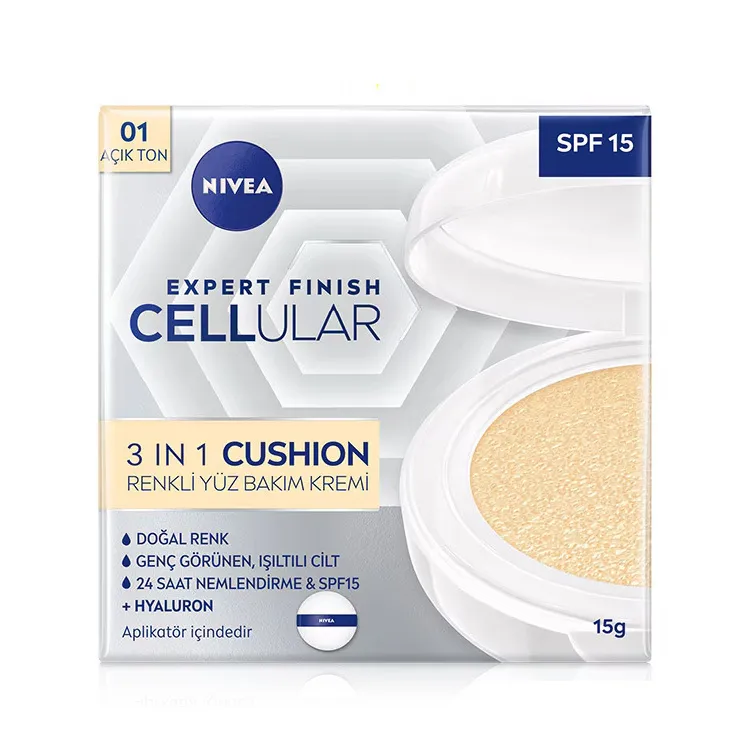 Nivea Expert Finish Cellular 3in1 Spf 15 Cushion Renkli Yüz Kremi 15 gr Açık Ton