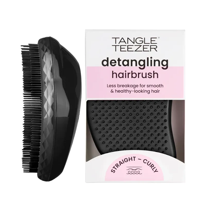 Tangle Teezer Original Panther Black Düz-Kıvırcık Saçlar için Saç Fırçası-Tarak
