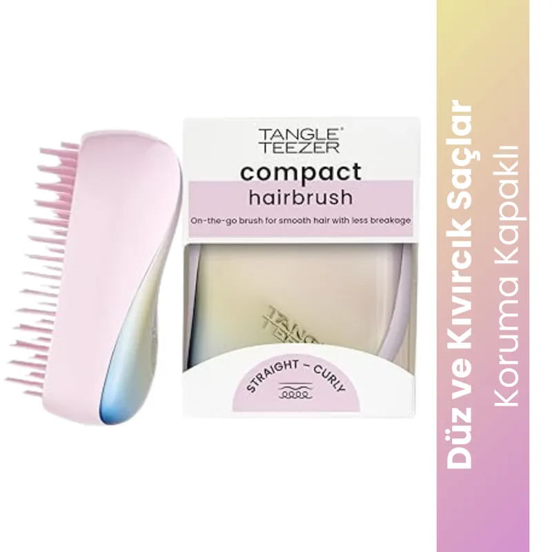 Tangle Teezer Compact Styler Matte Ombre Chrome Saç Fırçası - Düz ve Kıvırcık Saçlar İçin Çanta Boy Tarak