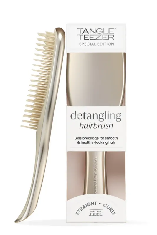 Tangle Teezer Ultimate Detangler Chrome Champagne Gold Islak ve Kuru Düz ve Kıvırcık Saçlar için Saç Fırçası-Tarak
