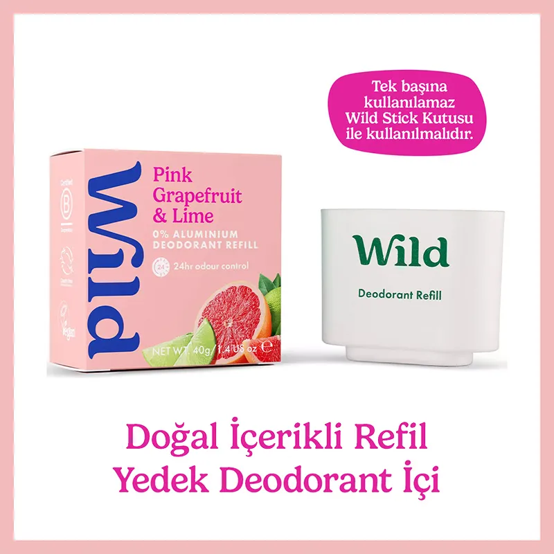 Wild Pembe Greyfurt- Misket Limonu Refill Yedek Stick Deodorant İçi 40 gr
