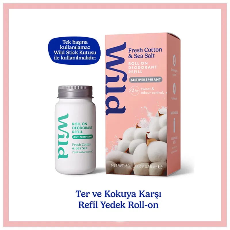 Wild Fresh Cotton-Sea Salt Roll On Deodorant Refill 50 ml