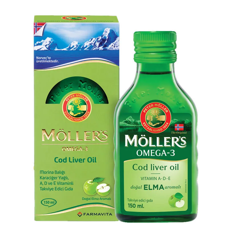 Möllers Omega-3 - Balık Yağı Sıvı Formu 150 ml - Elmalı