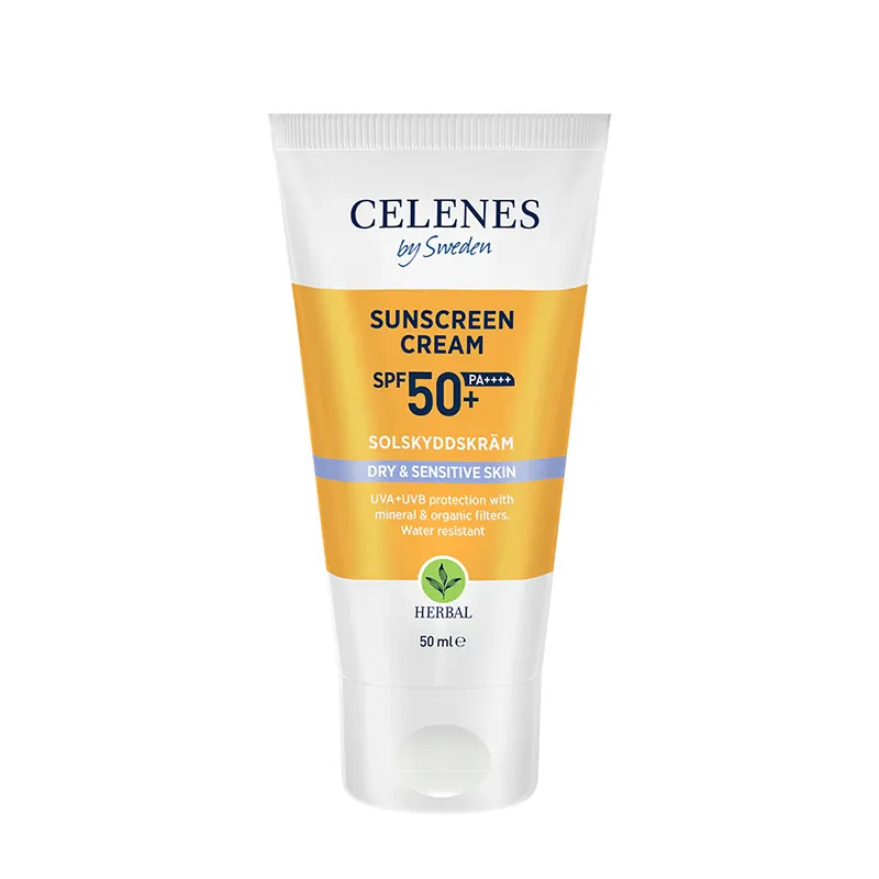 Celenes By Sweden Herbal Kuru ve Hassas Ciltler İçin Güneş Kremi SPF50+ 50 ml