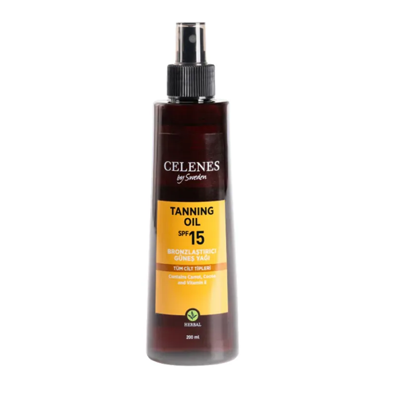 Celenes By Sweden Herbal Bronzlaştırıcı Spf15+ Güneş Yağı 200 ml