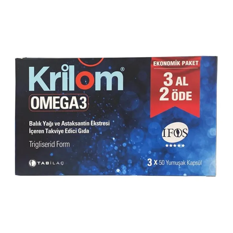 Krilom Omega 3 Yumuşak Kapsül 3x50 Kapsül 3AL2ÖDE