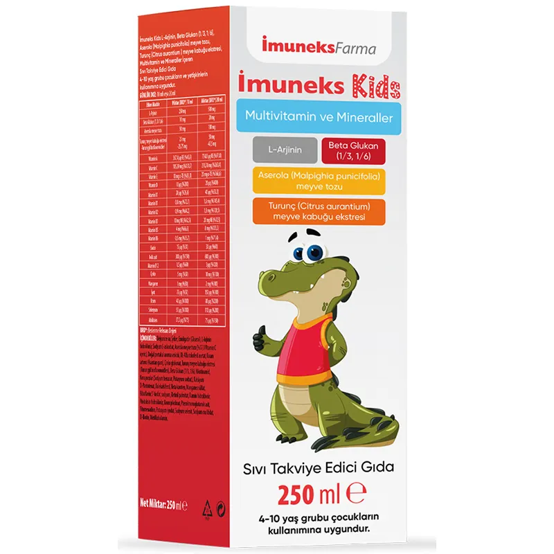 Imuneks Kids Multivitamin ve Mineraller İçeren Sıvı Takviye Edici Gıda 250 ml