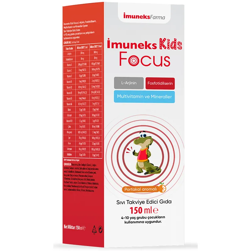 Imuneks Kids Focus Portakal Aromalı Sıvı Takviye Edici Gıda 150 ml
