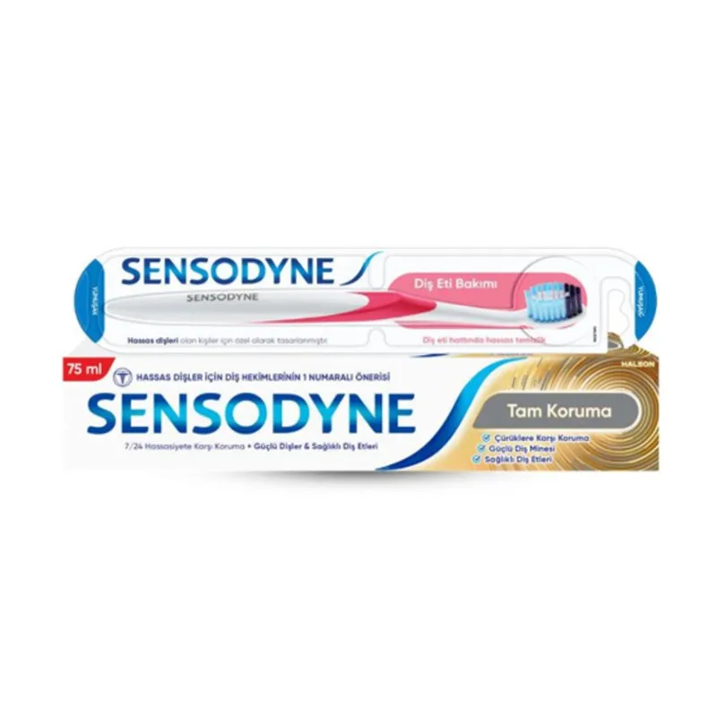 Sensodyne Tam Koruma Diş Macunu 75 ml + Diş Fırçası HEDİYE