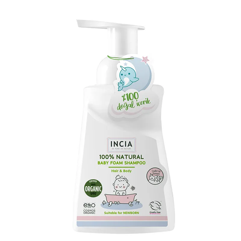 Incia Bebekler İçin Doğal Köpük Şampuanı Saç ve Vücut İçin 200 ml