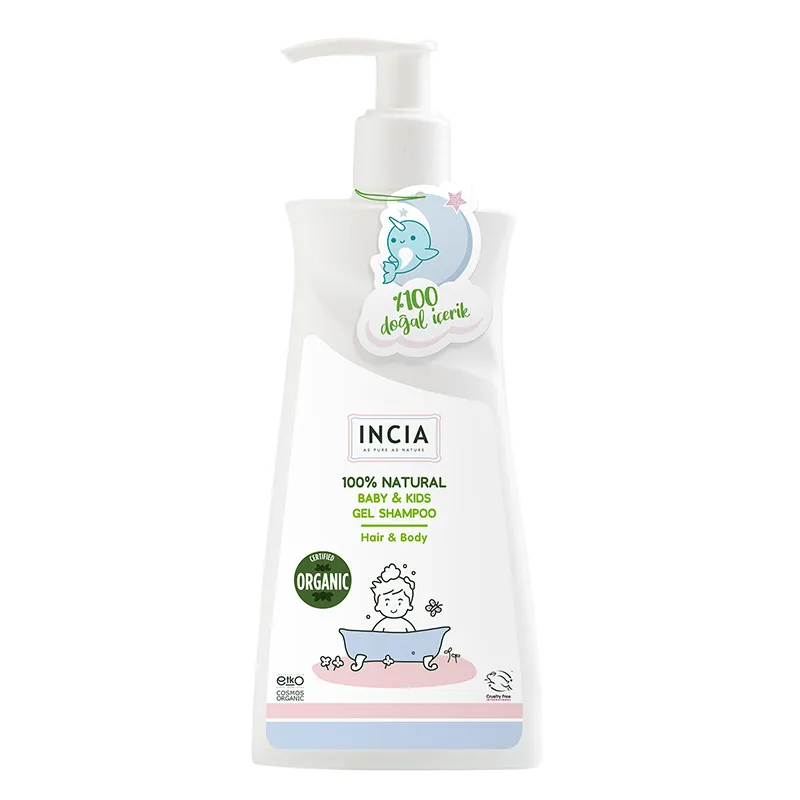INCIA Çocuklar İçin Doğal Jel Şampuan Saç ve Vücut İçin 350 ml