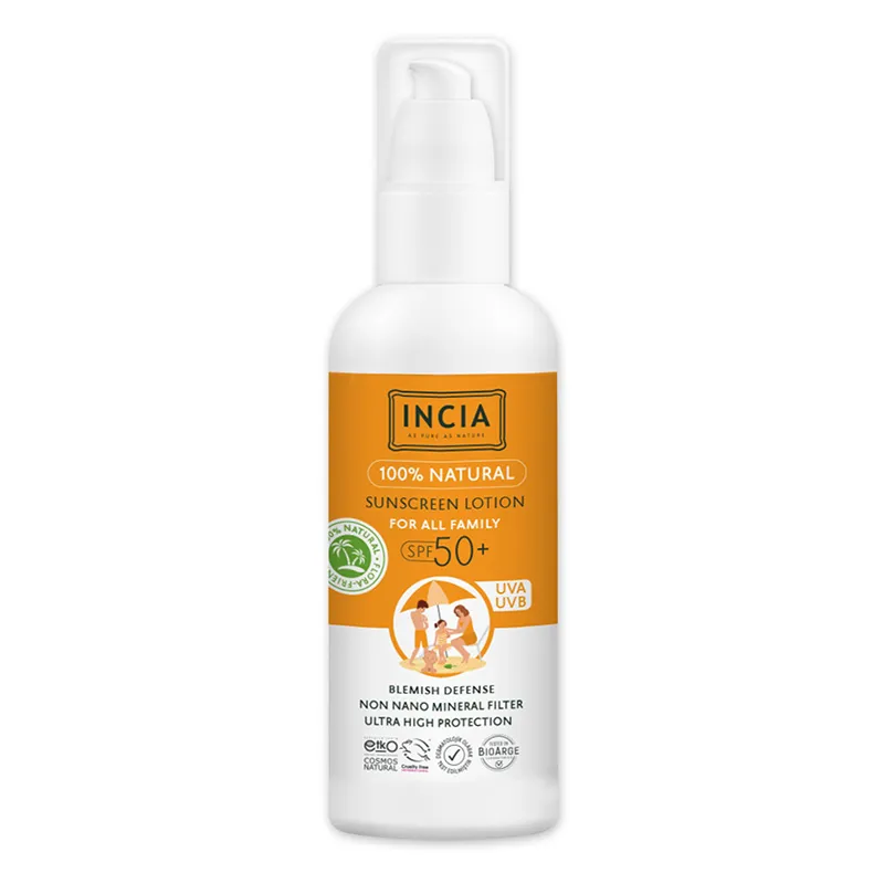 INCIA Doğal Tüm Aile için Güneş Losyonu Spf50+ 100 ml
