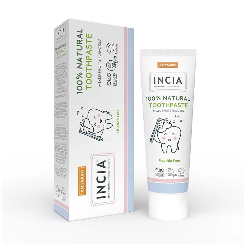 Incia Doğal Diş Macunu Bebek ve Çocuk Karışık Meyve Aromalı Florürsüz 50 ml