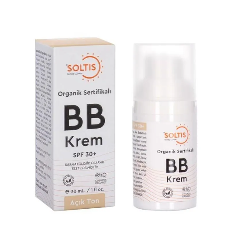 Soltis Organik Sertifikalı SPF 30+ BB Krem Açık Ton 30 ml