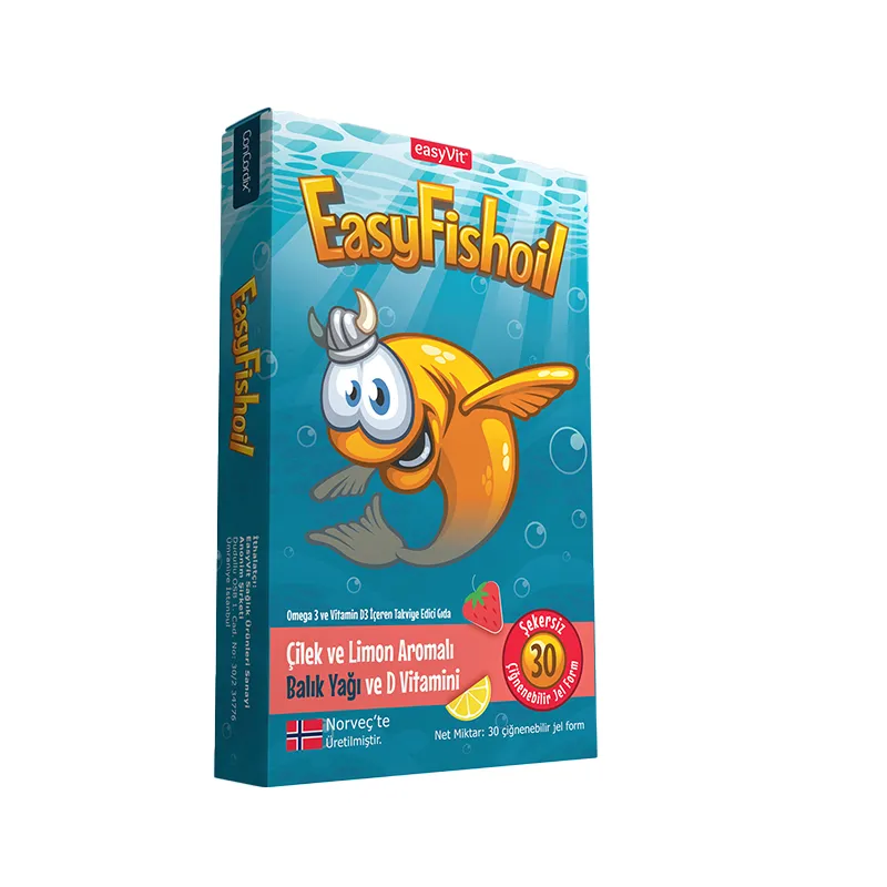 Easy Fish Oil Çilek ve Limon Aromalı Balık Yağı ve D Vitamini 30 Çiğnenebilir Jel