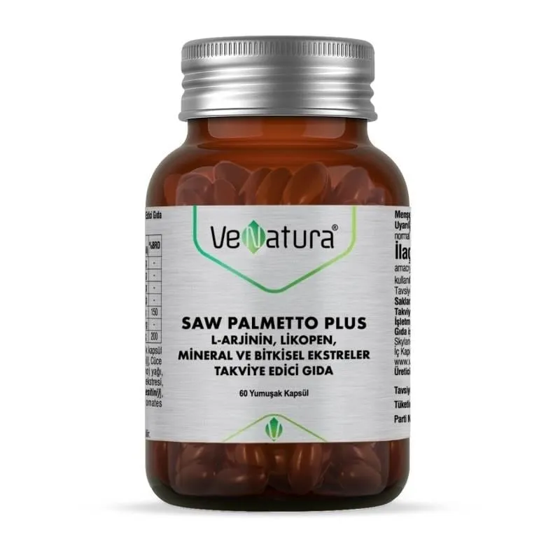 Venatura Saw Palmetto Plus L-Arjinin Likopen Mineral ve Bitki Ekstreleri Takviye Edici Gıda 60 Kapsül