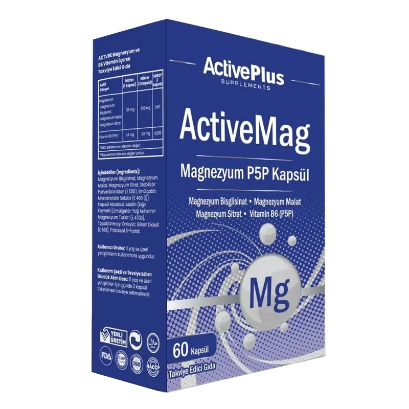Active Plus ActiveMag Magnezyum P5P 60 Kapsül