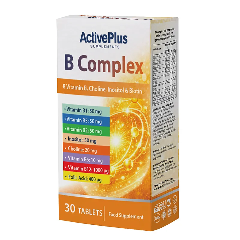 ActivePlus B Complex Takviye Edici Gıda 30 Tablet
