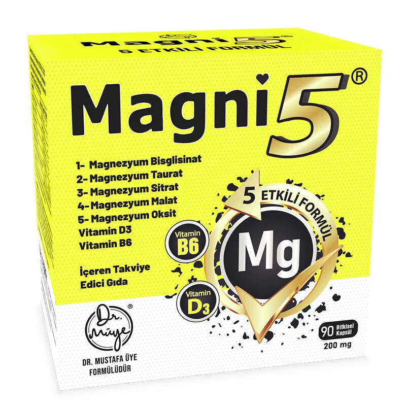 Magni5 Magnezyum Vitamin D3 B6 İçeren Takviye Edici Gıda 90 Kapsül