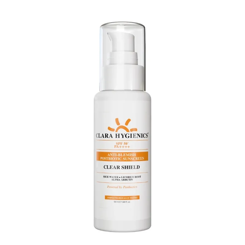 Clara Hygienics Clear Shield 50+ SPF Anti-Blemish Posbiotic Sunscreen 50 ml