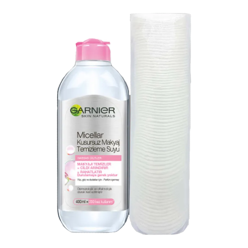 Garnier Micellar Kusursuz Makyaj Temizleme Suyu 400 ml Makyaj Pamuğu HEDİYELİ