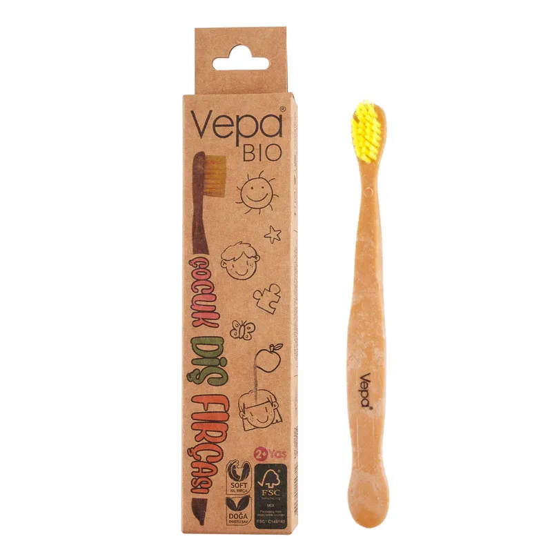 Vepa Bio Elite Ahşap Çocuk Diş Fırçası Kraft Kutu Ambalaj