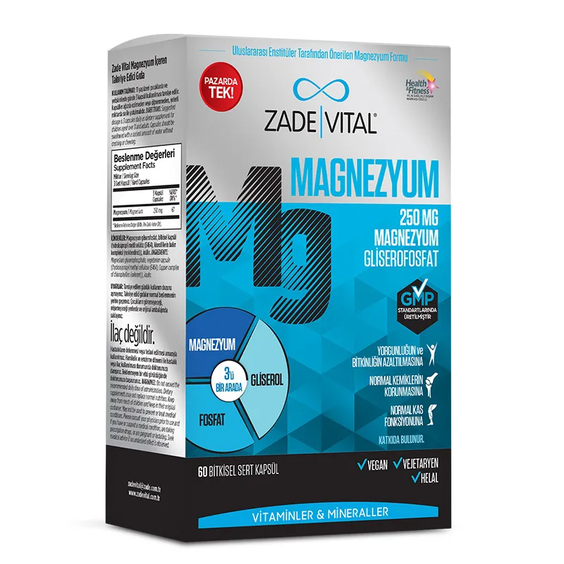 Zade Vital Magnezyum 250mg 60 Kapsül
