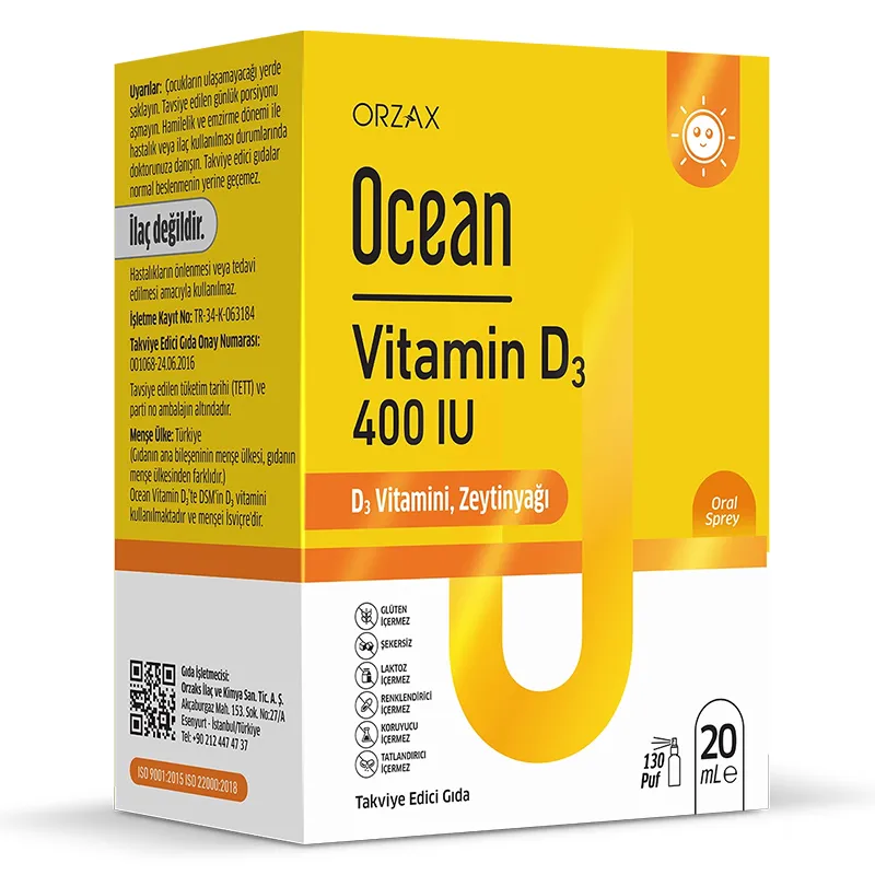 Orzax Ocean Vitamin D3 400 IU Sprey 20ml