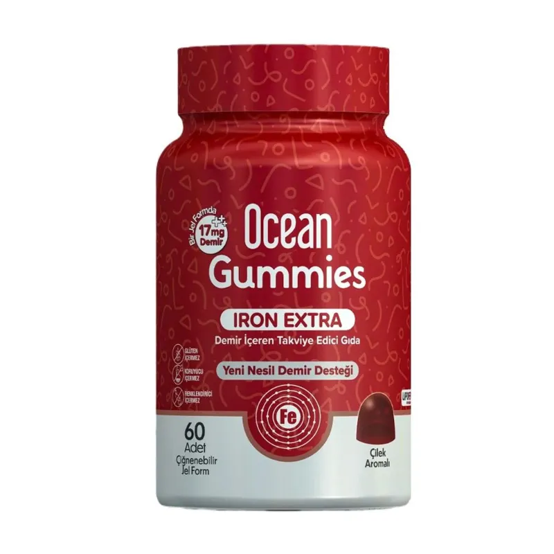 Orzax Ocean Gummies Iron Extra Demir İçeren Takviye Edici Gıda 60 Adet Çİğnenebilir Jel Form