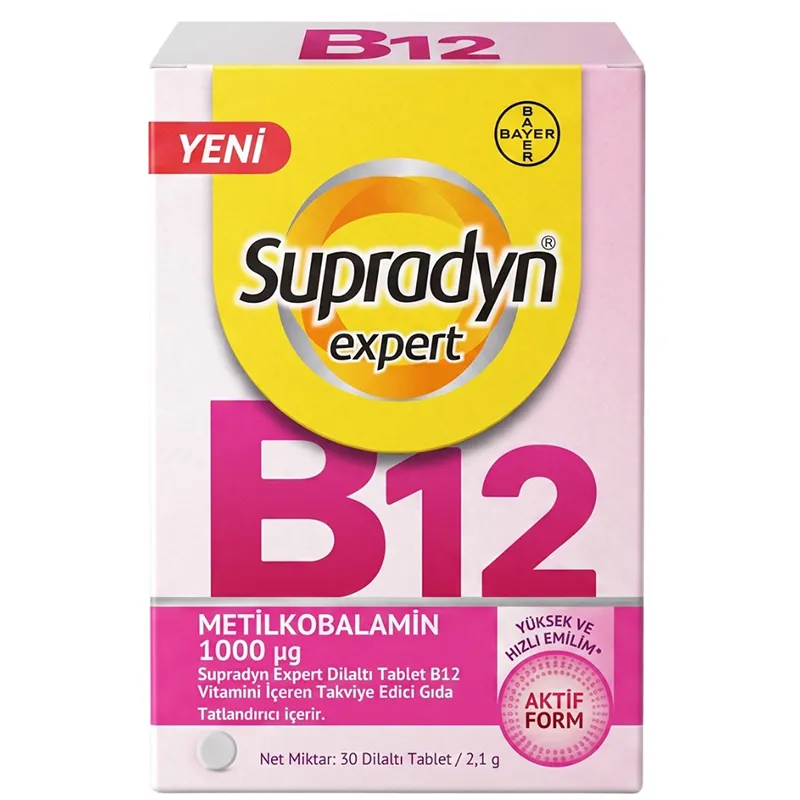 Supradyn Expert Dilaltı Tablet B12 Vitamini İçeren Takviye Edici Gıda 30 Tablet