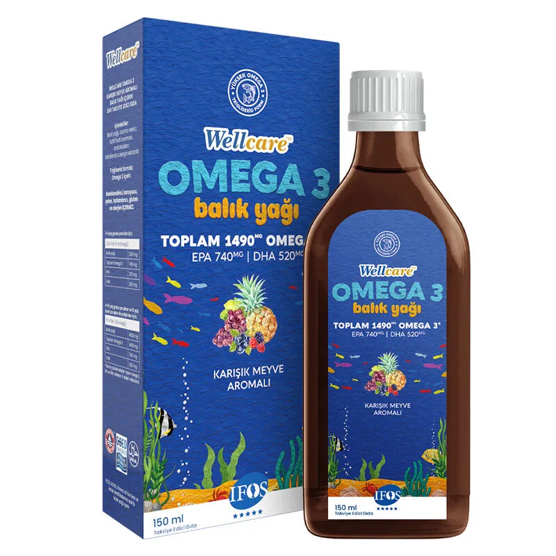 Wellcare Omega 3 Doğal Karışık Meyve Aromalı Balık Yağı 150 ml