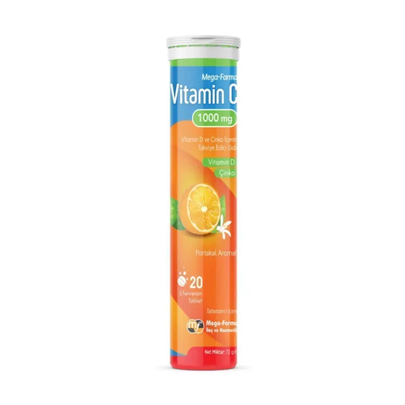 Mega Farma Vitamin C 1000 mg Takviye Edici Gıda 20 Efervesan Tablet