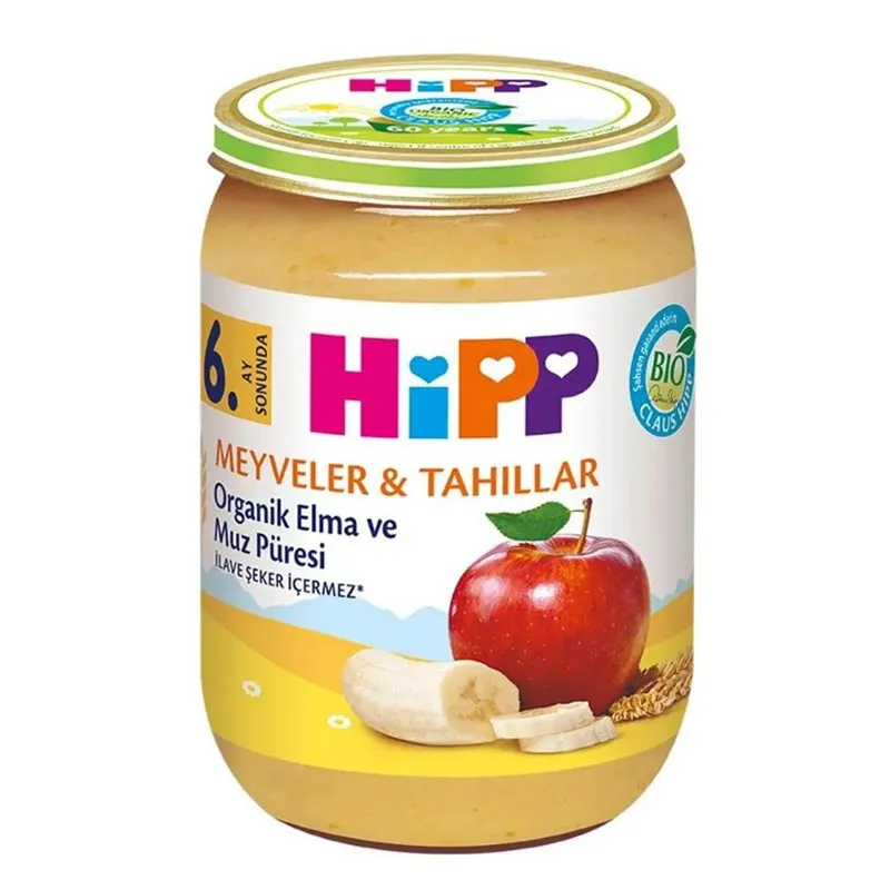 Hipp Meyveler ve Tahıllar Organik Elma ve Muz Püresi 190 gr